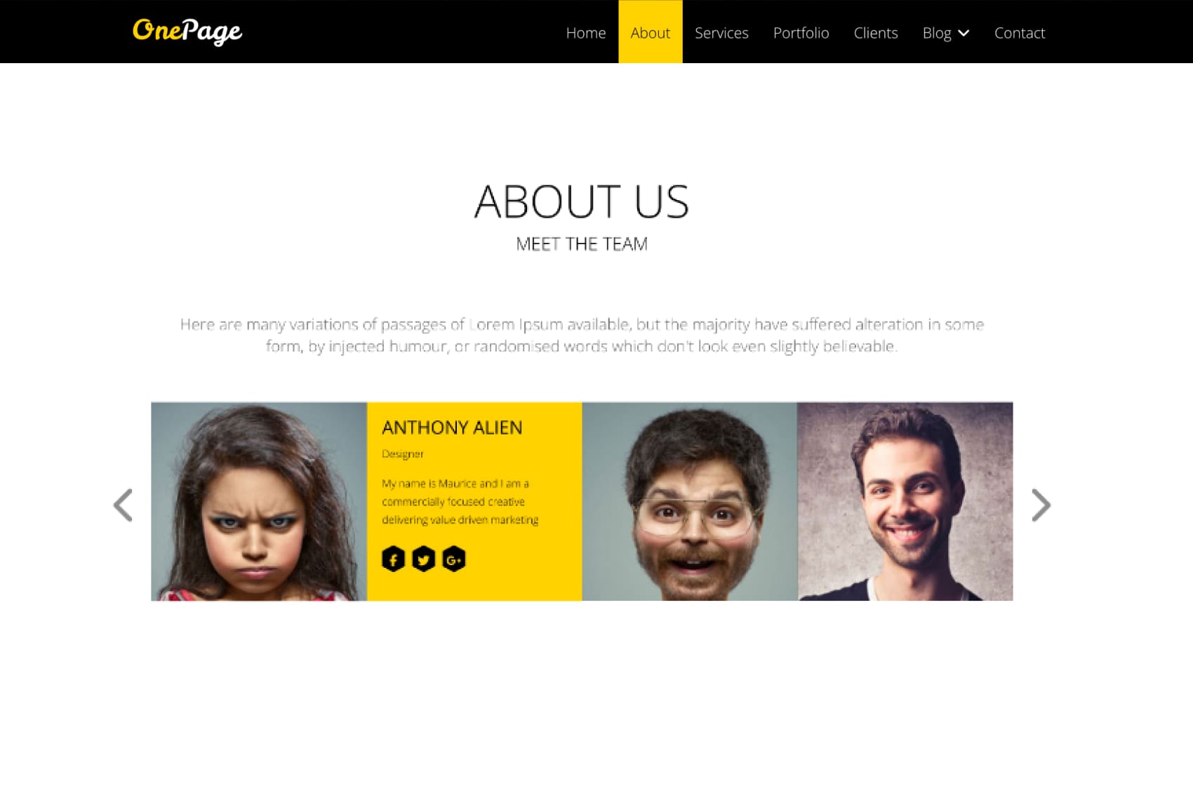 Onepage screenshot 2